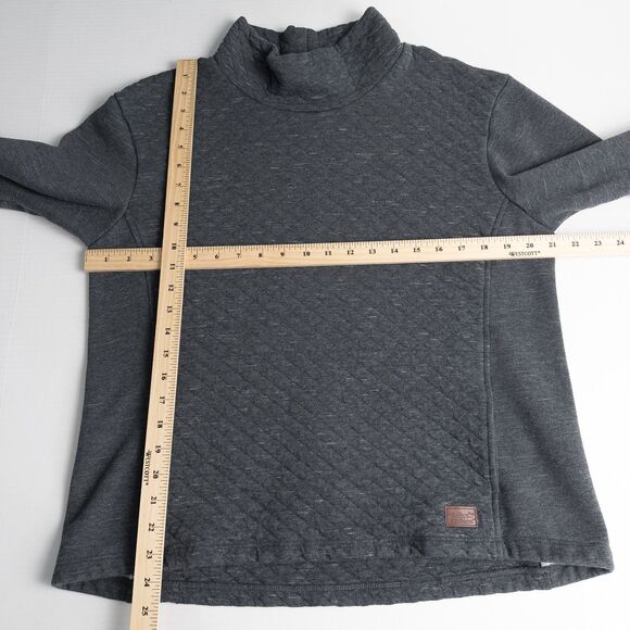 LL Bean Quilted Pullover Sweatshirt Womens Petite Large Dark Gray Mock Neck - Picture 4 of 16